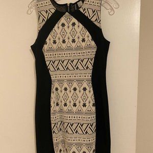 Black and White Knee Length Dress